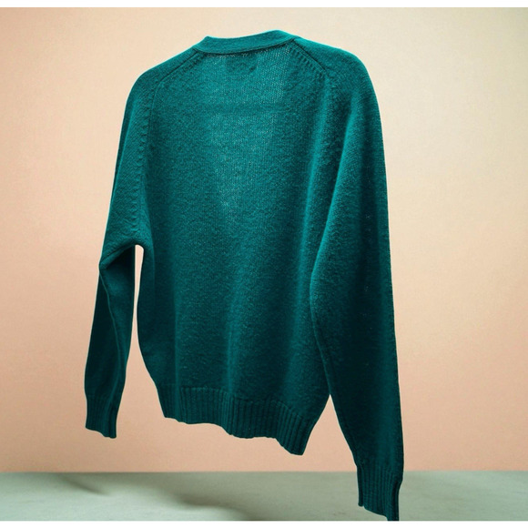 Vtg Pendleton Button Cardigan 100% Virgin Wool Teal Green Sweater Women's Size M - Picture 2 of 8